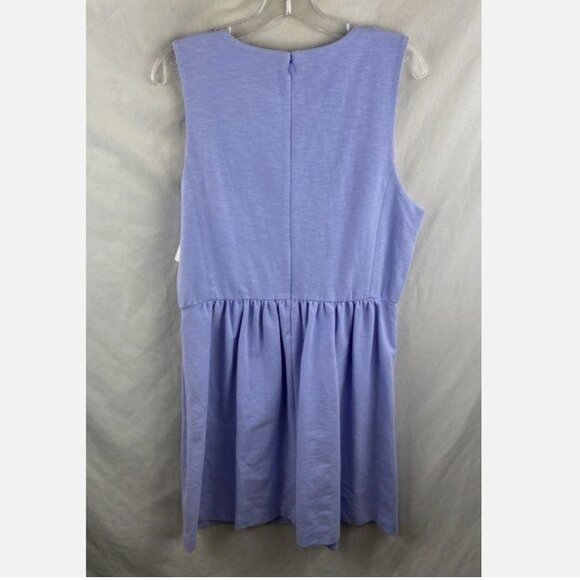 J.Crew Women's XL Fit and Flare Cotton Dress Pockets Blue Daybreak Midi C0250 - Picture 3 of 6